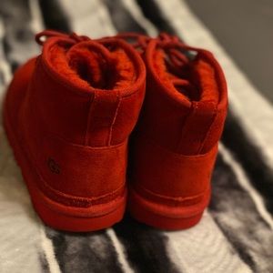 Red Ugg Boots, Nike Air Uptempos
